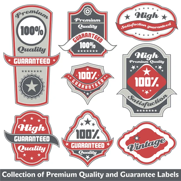 Colección de etiquetas de calidad y garantía premium — Vector de stock