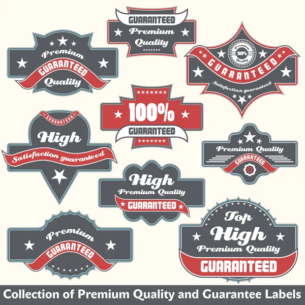 Premium quality and guarantee label collection — Stock Vector