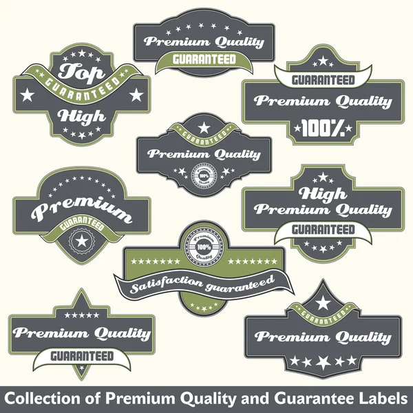 Premium kvalitet och garanti etikett samling — Stock vektor