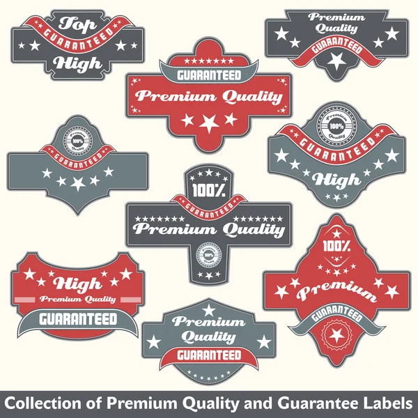 Qualidade premium e garantia de recolha de etiquetas — Vetor de Stock