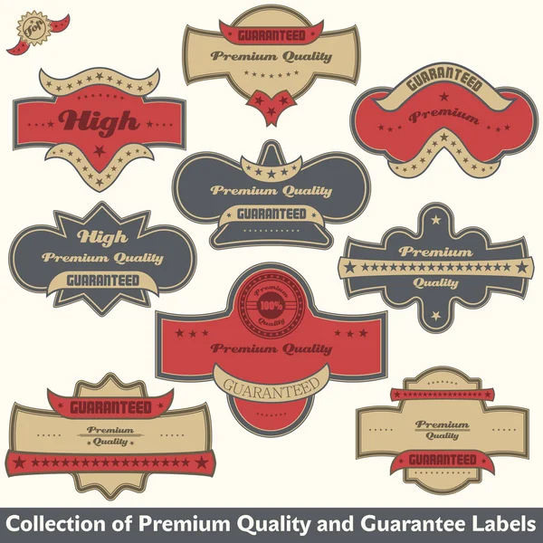Коллекция этикеток высшего качества и гарантии — стоковый вектор