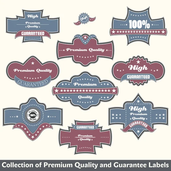 Premium quality and guarantee label collection — Stockvector