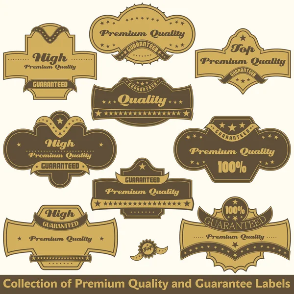 Colección de etiquetas de calidad y garantía premium — Archivo Imágenes Vectoriales