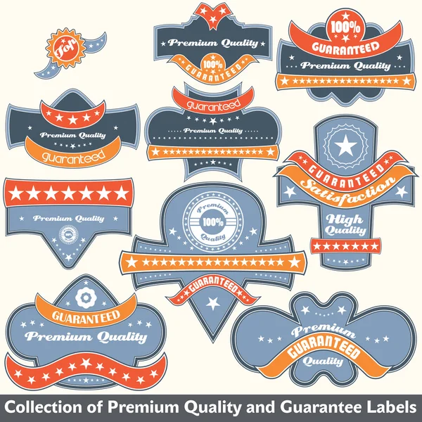 Prémium minőség és garancia címkét gyűjtemény — Stock Vector