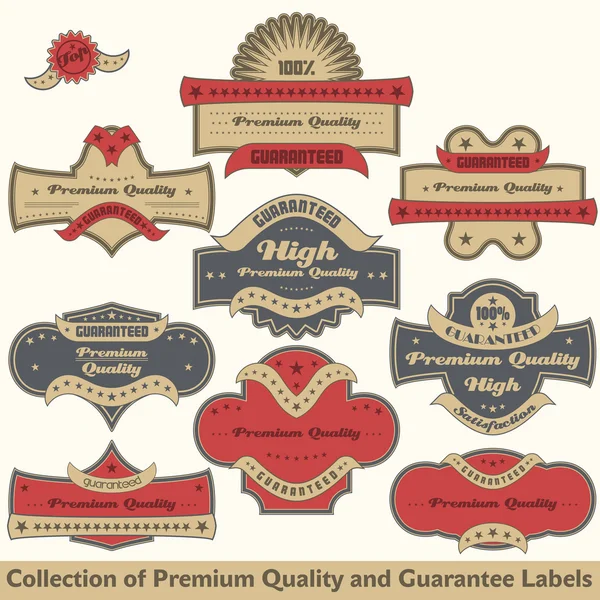Qualité supérieure et garantie de la collecte des étiquettes — Image vectorielle