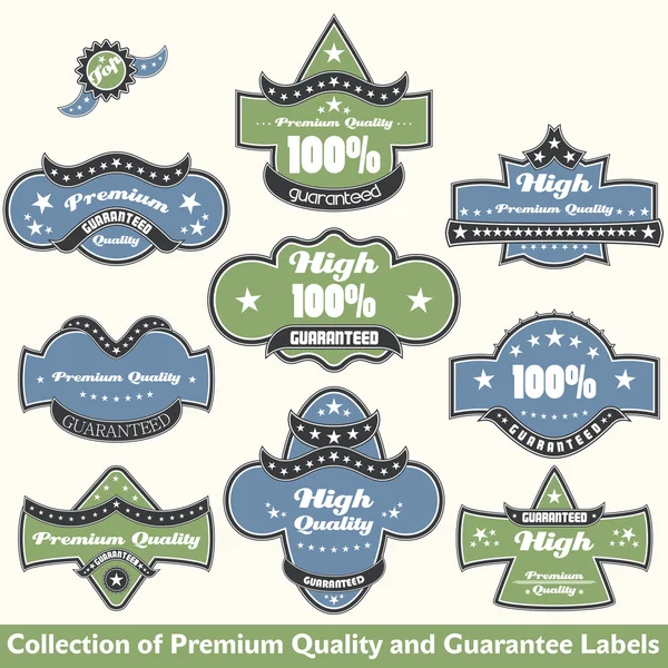 Prémium minőség és garancia címkét gyűjtemény — Stock Vector