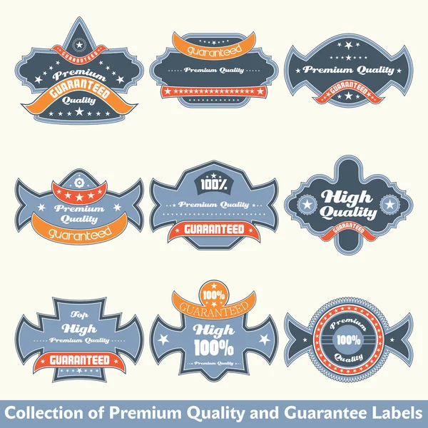 Premium quality and guarantee label collection — Stock Vector