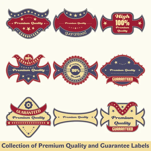Premium quality and guarantee label collection — Stok Vektör