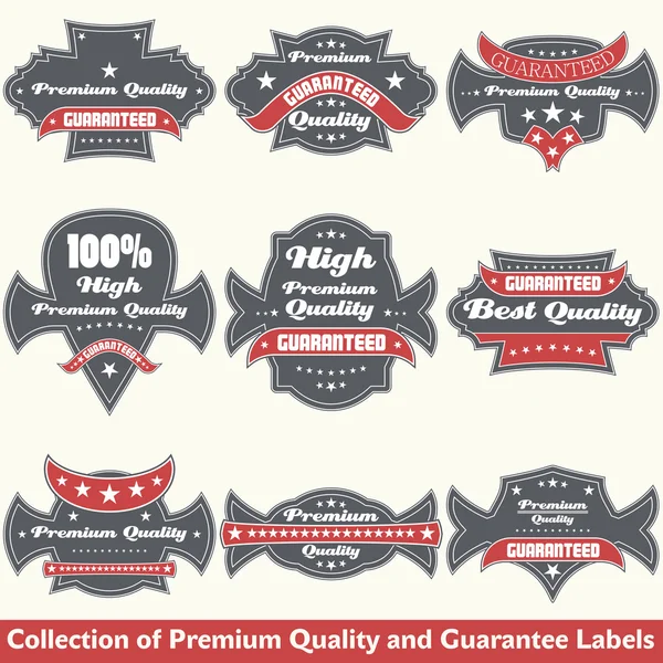 Premium-Qualität und Garantie-Etikettensammlung — Stockvektor