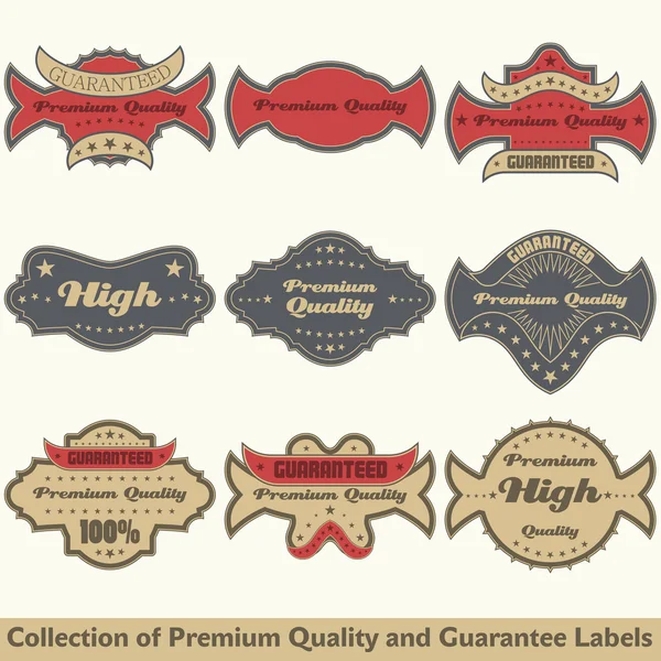 Коллекция этикеток высшего качества и гарантии — стоковый вектор