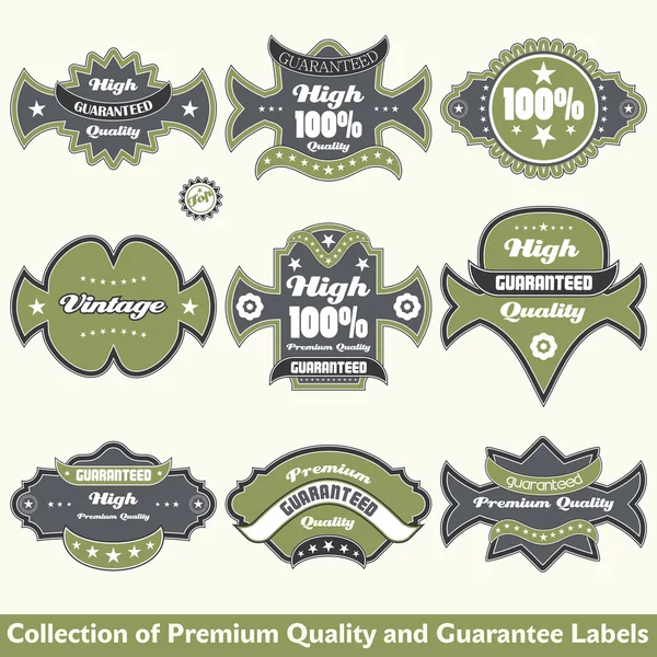 Colección de etiquetas de calidad y garantía premium — Archivo Imágenes Vectoriales