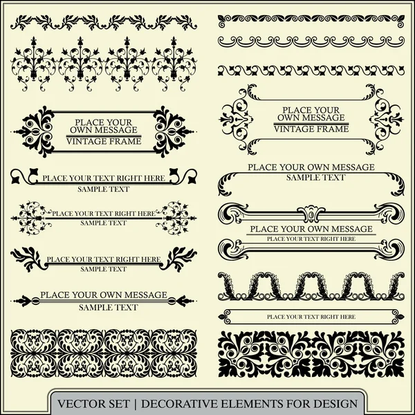 Векторный набор: элементы каллиграфического дизайна и оформление страницы - множество полезных элементов для украшения макета — стоковый вектор