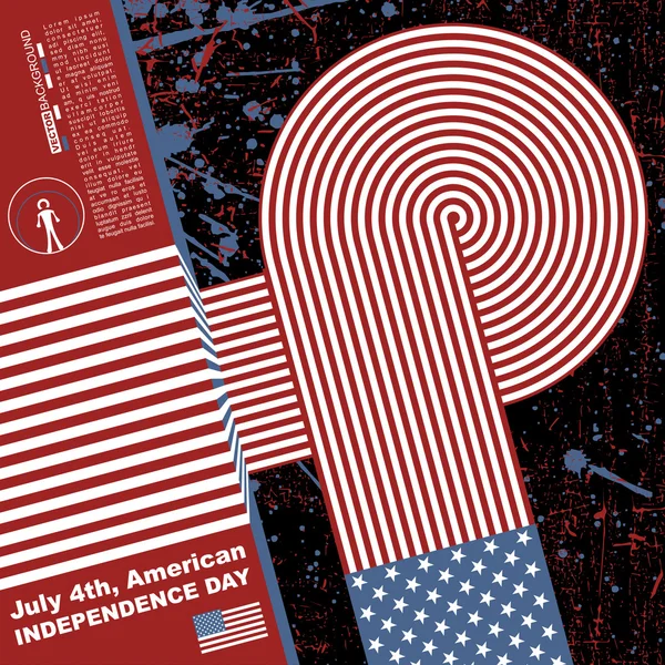 Día de la Independencia - 4 de julio - Fondo de código de barras retro grunge — Archivo Imágenes Vectoriales