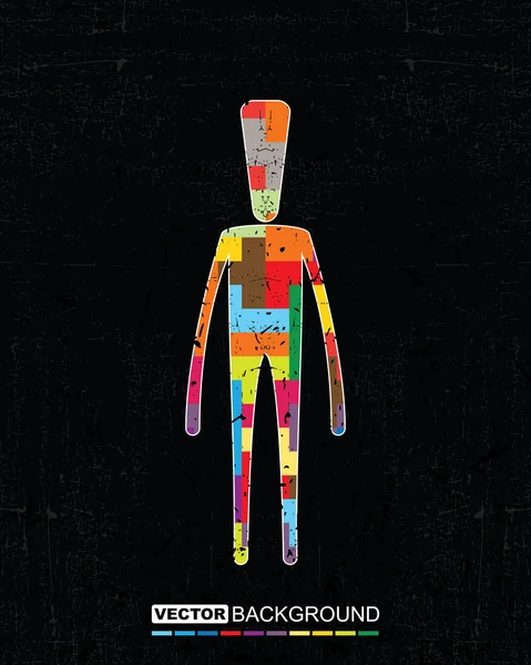 Coloré humain sur fond grunge- vecteur — Image vectorielle