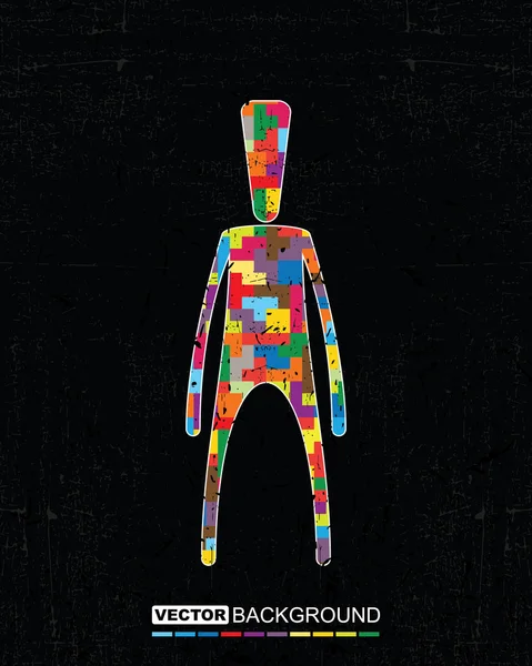 Coloré humain sur fond grunge- vecteur — Image vectorielle
