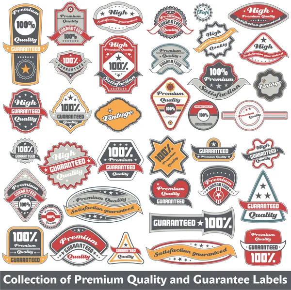 Colección de etiquetas de calidad y garantía premium Vectores de stock libres de derechos