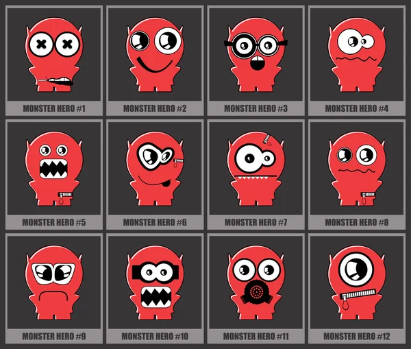 Ensemble de douze monstres — Image vectorielle