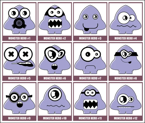 Conjunto de doce monstruos — Archivo Imágenes Vectoriales