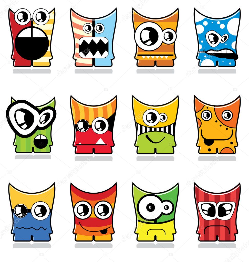 Twelve colorful monsters