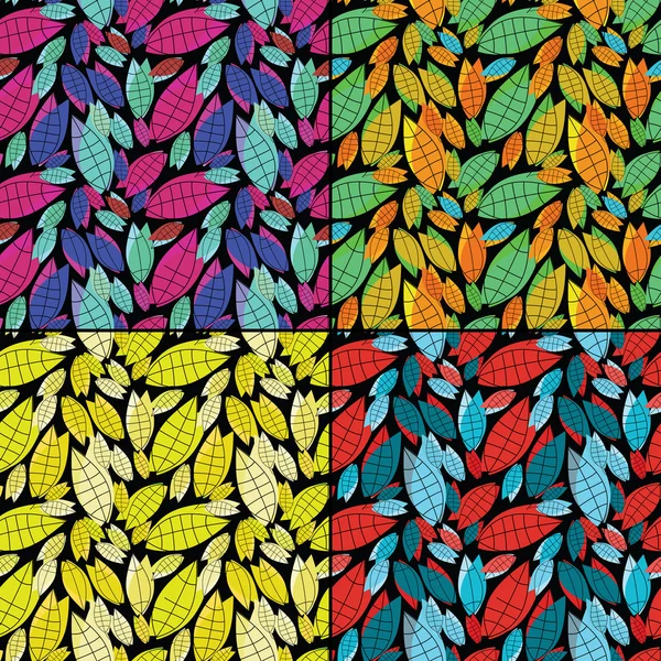 Набор из четырех красочных декоративных элементов - бесшовный узор — стоковый вектор
