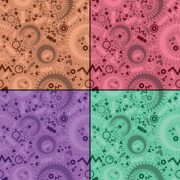 चार रंगीत सजावटीच्या घटकांचा संच अखंड नमुना — स्टॉक व्हेक्टर