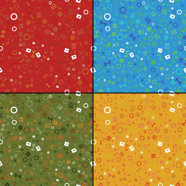 Neljän värikkään koriste-elementin sarja - saumaton kuvio — vektorikuva