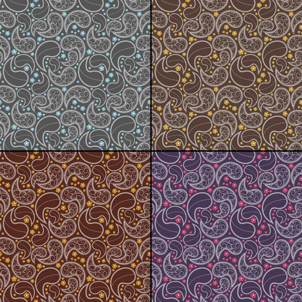 4 つのカラフルな装飾的な要素 - シームレスなパターンのセット — ストックベクタ