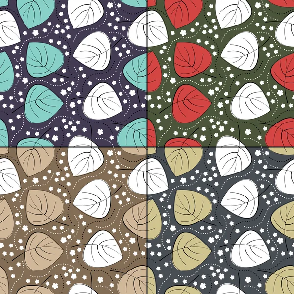 Set aus vier farbenfrohen dekorativen Elementen - nahtloses Muster — Stockvektor