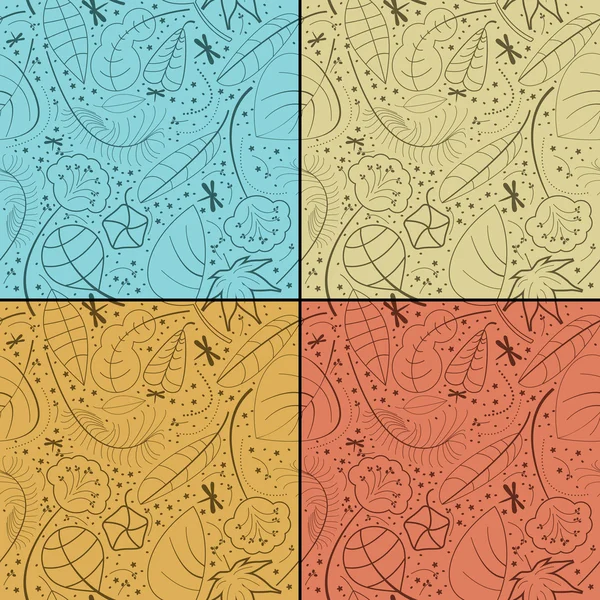 四个多彩装饰元素-无缝图案集 — 图库矢量图片