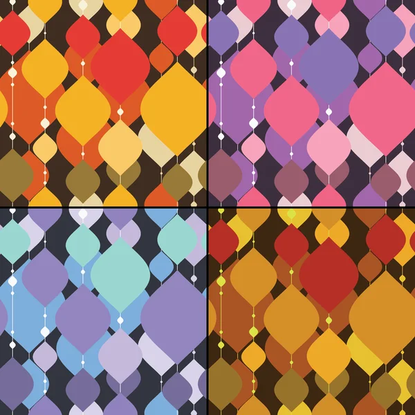 Conjunto de quatro elementos decorativos coloridos padrão sem costura — Vetor de Stock