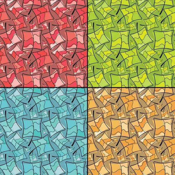 Négy színes díszítő elemek - varrat nélküli mintát — Stock Vector