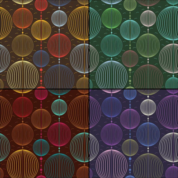 Ensemble de quatre éléments décoratifs colorés - motif sans couture — Image vectorielle