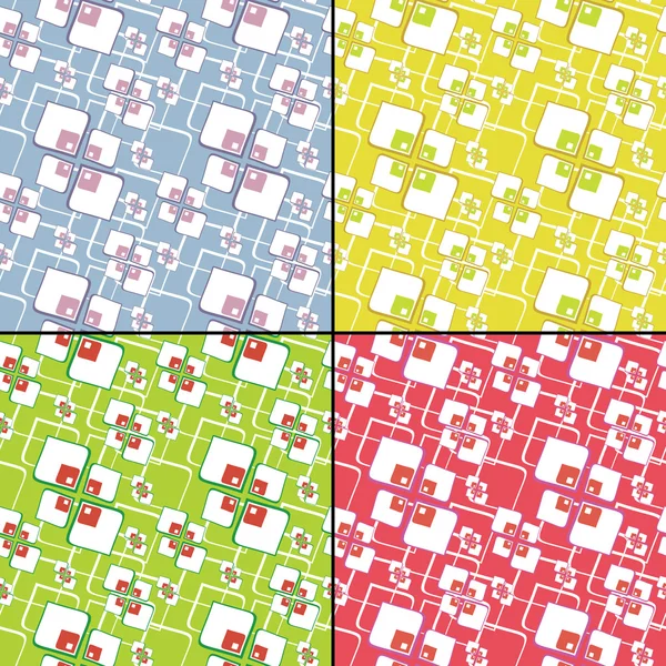 Conjunto de cuatro elementos decorativos de colores - patrón sin costuras — Vector de stock