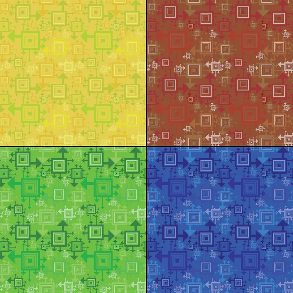 Conjunto de cuatro elementos decorativos de colores - patrón sin costuras — Archivo Imágenes Vectoriales