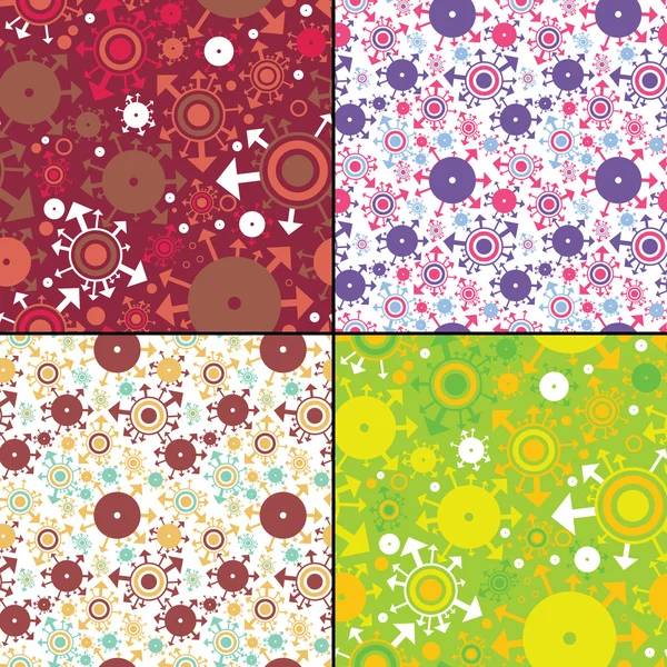 Conjunto de cuatro elementos decorativos coloridos - patrón sin costuras — Stockvector