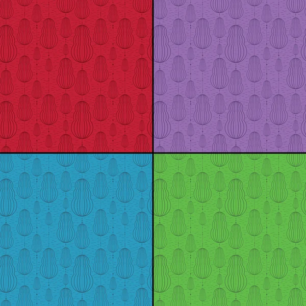 Sada čtyř barevných dekorativních prvků - bezešvé pattern — Stockový vektor