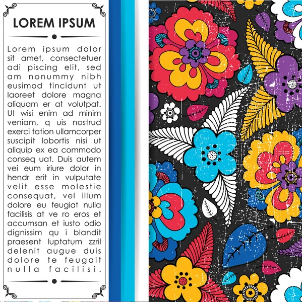 Κάρτα με τα ζωηρόχρωμα λουλούδια — Διανυσματικό Αρχείο