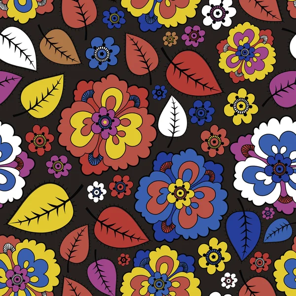 Fleurs et feuilles - motif sans couture — Image vectorielle
