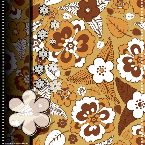 Tarjeta con hojas y flores de colores — Vector de stock