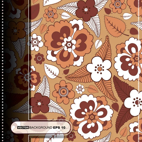 Tarjeta con hojas y flores de colores — Archivo Imágenes Vectoriales