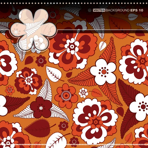 Carte avec feuilles et fleurs colorées — Image vectorielle