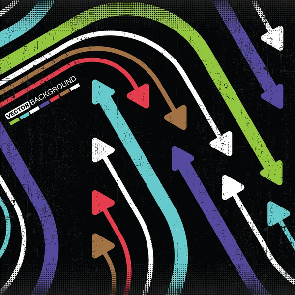 Abstraktní barevné šipky na pozadí grunge — Stockový vektor