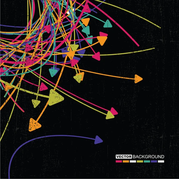 Flechas coloridas abstractas sobre fondo grunge — Vector de stock