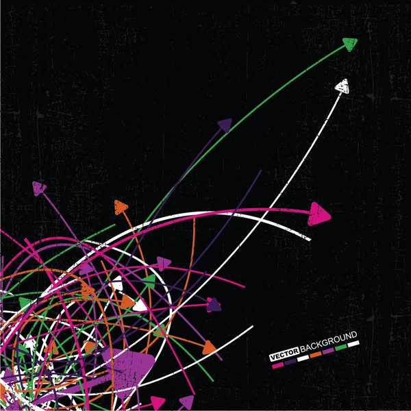Flechas coloridas abstractas sobre fondo grunge — Vector de stock