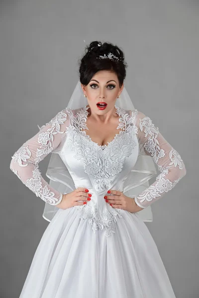 Bride in a very tight corset — Stock Photo, Image