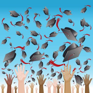 Diversity Graduation Day Cap Toss clipart