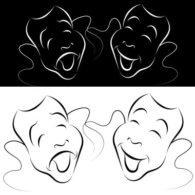 Drama Mask Line Art Set clipart