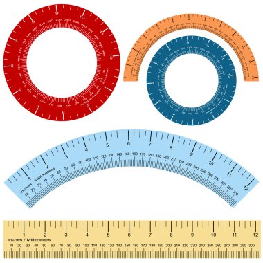 Millimeter Inches Ruler Shape Set clipart