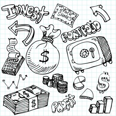 Financial Symbol Doodle Set clipart