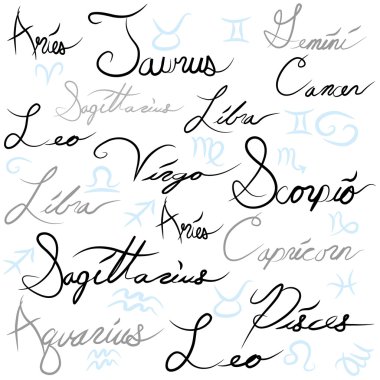 Zodiac Sign Calligraphy clipart